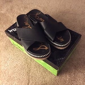 Sam Edelman Black Platform Slide Sandals